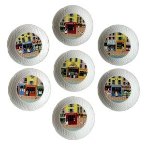 Philippe Deshoulieres Limoges Merchants Row Canape Plate Set | NIB